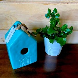 Rae Dunn Teal Hope Birdhouse U-13